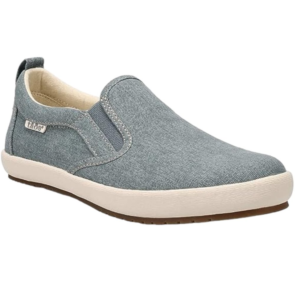 NWB Taos Women's Dandy Sneaker Slip On , Lake Blue Wash Canvas 7.5 US